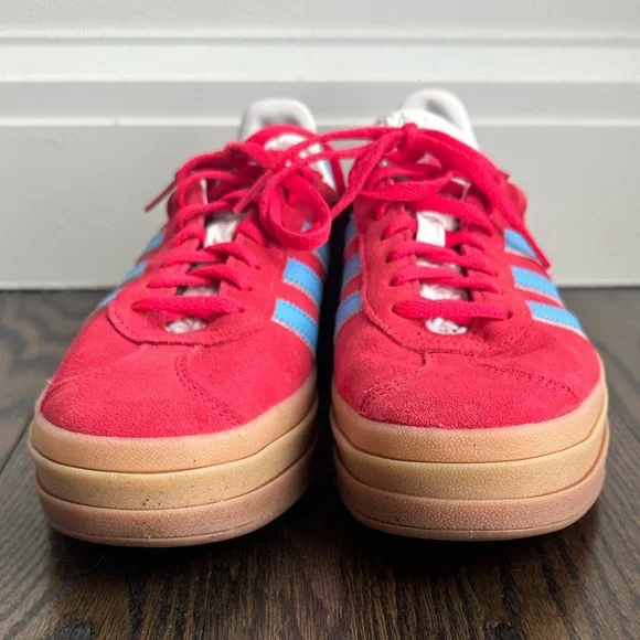 Adidas Originals Gazelle Bold Women's Sneaker in Active Pink/Gum/Blue Size 8 - Picture 7 of 14